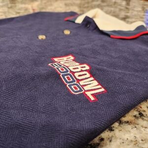 Bud Bowl 2000 Polo Shirt L Vintage Budweiser Beer Logo Diport USA Navy